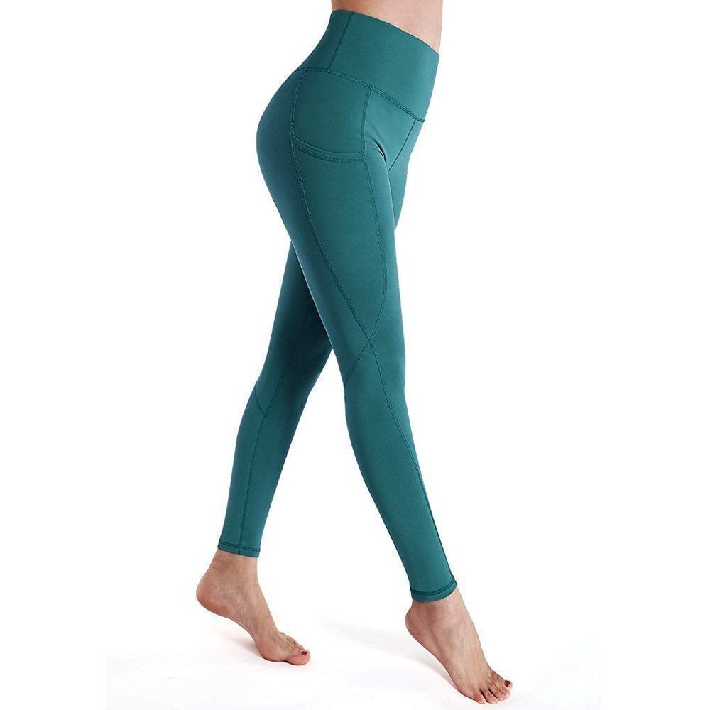 Ouges Women Dark Teal High Waist Side Pocket Stretch Pull On Yoga Legging Medium
